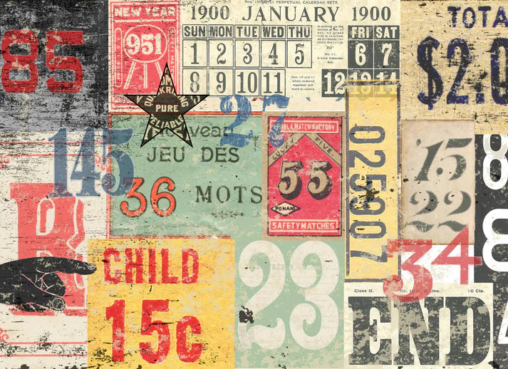 Roycycled Decoupage Paper - Numbered Decollage
