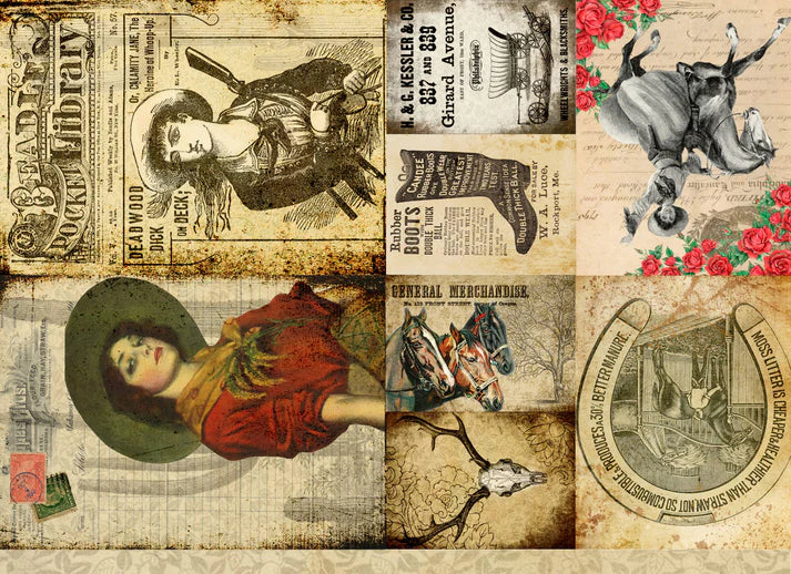 Roycycled Decoupage Paper - Cowgirl Project Blocks
