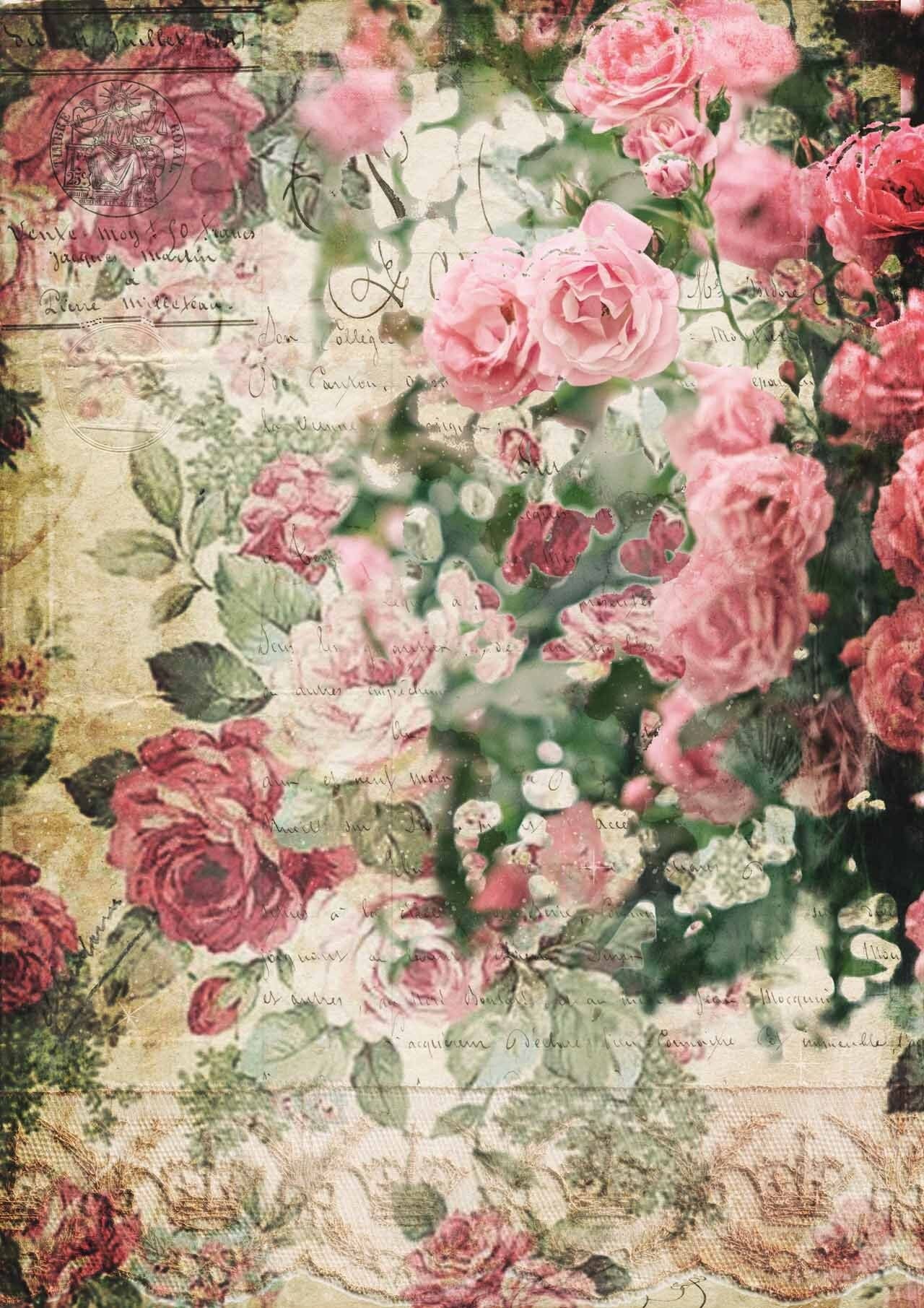 Decoupage Queen Rice Paper A4 - Splash of Roses