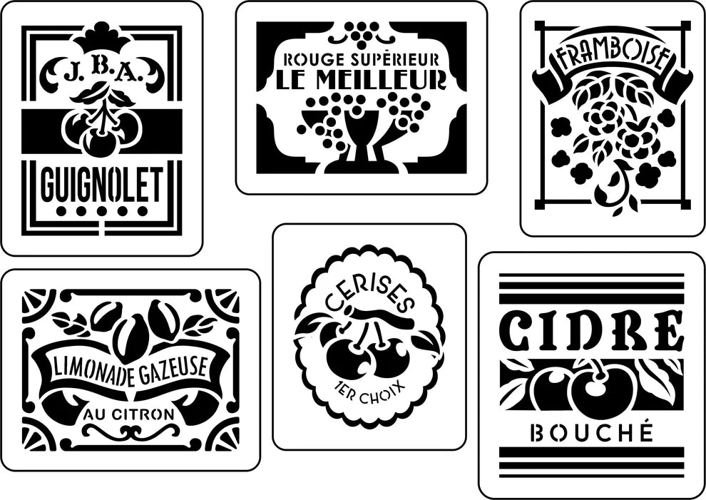 JRV Stencil - French Fruit Labels 1