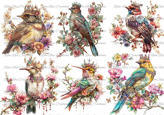 Reba Rose Creations - Birds with Crowns
