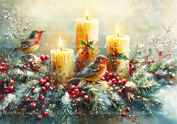 Reba Rose Creations - Christmas Candles & Birds