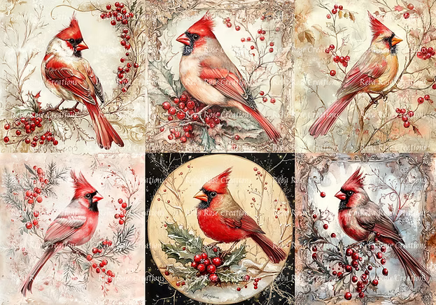 Reba Rose Creations - Christmas Cardinal Squares