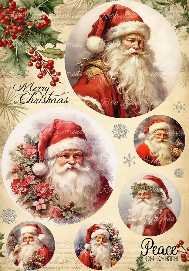 Reba Rose Creations - A Collage Of Santa