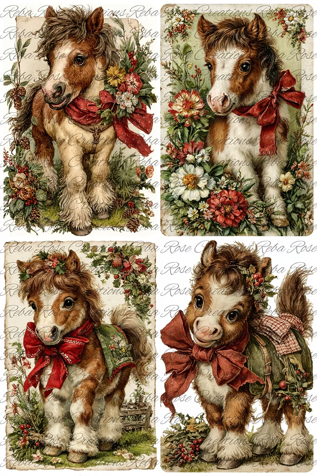 Reba Rose Creations - 4 Square Christmas Ponies