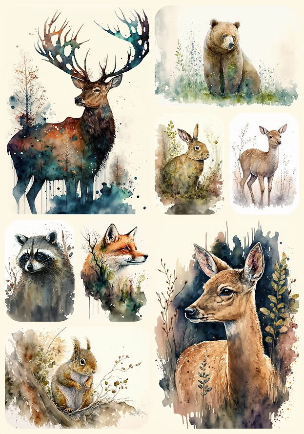 Reba Rose Creations - Watercolor Woodland Animals