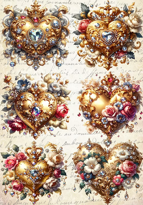 Reba Rose Creations - Jeweled Hearts