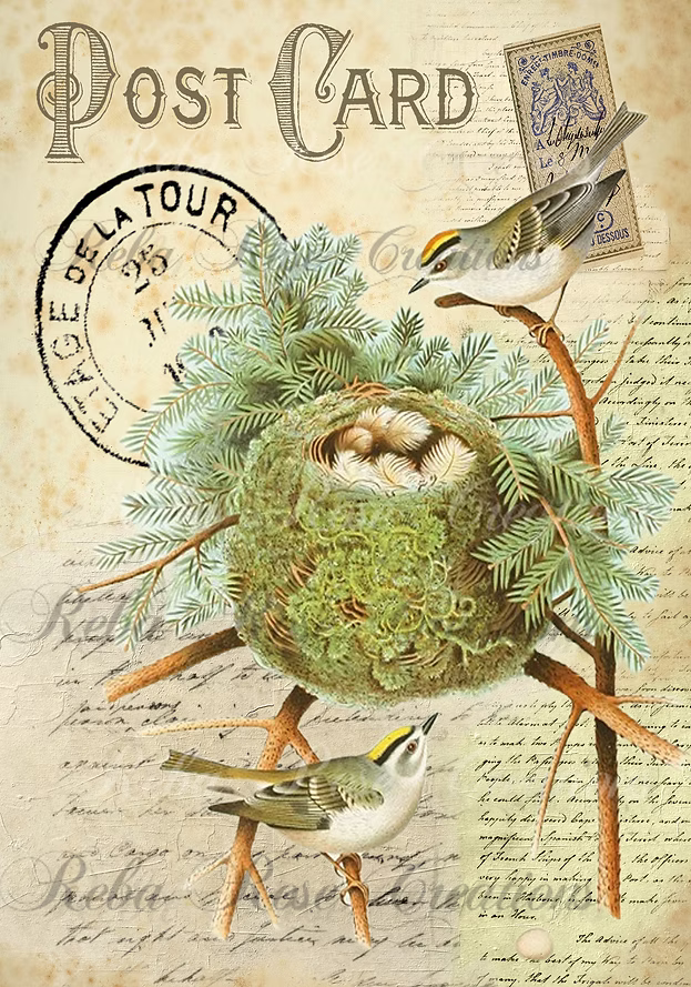 Reba Rose Creations - Nesting Bird Post Card