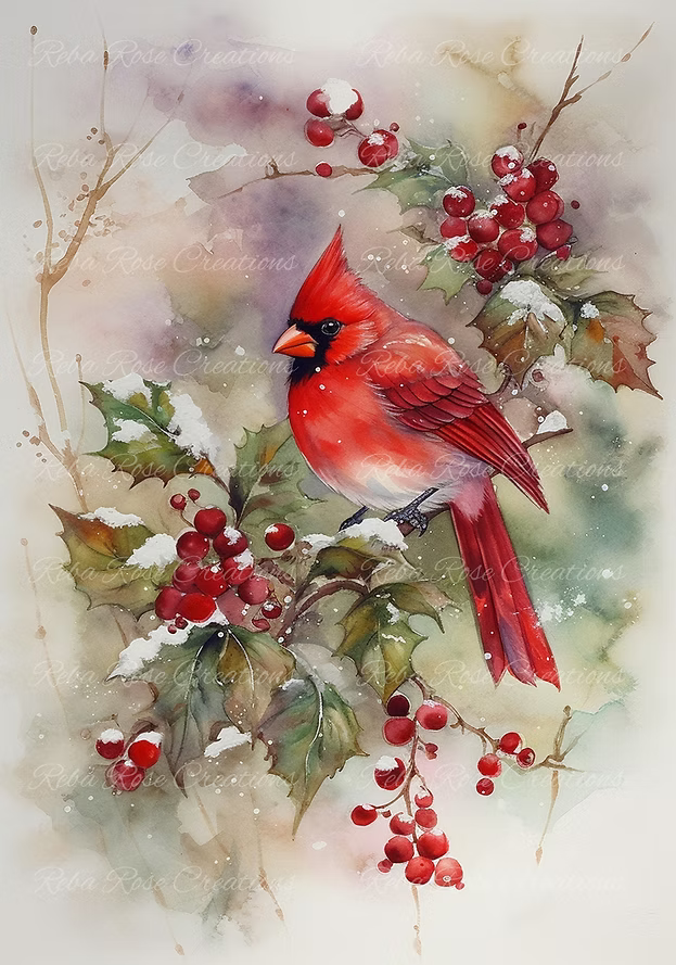 Reba Rose Creations - Cardinal Watercolour