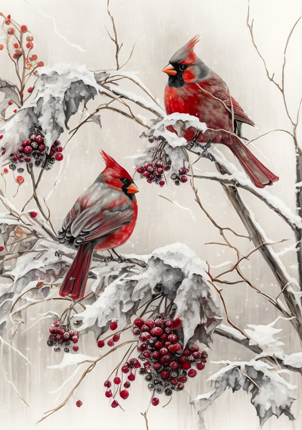 Reba Rose Creations - Winter Cardinals