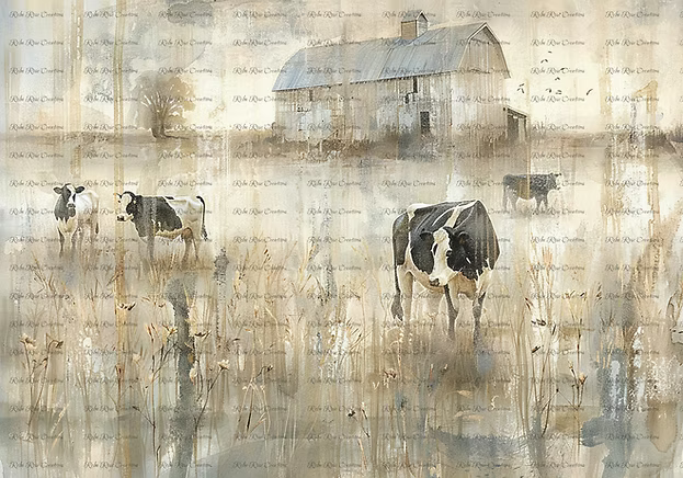 Reba Rose Creations - Farmhouse Cow Scene