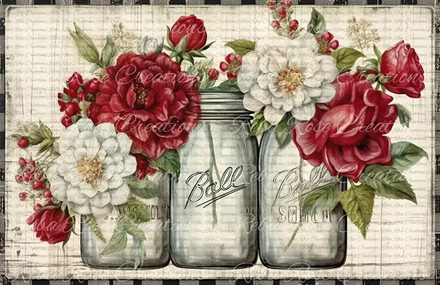 Reba Rose Creations Print - Mason Jar Christmas Florals