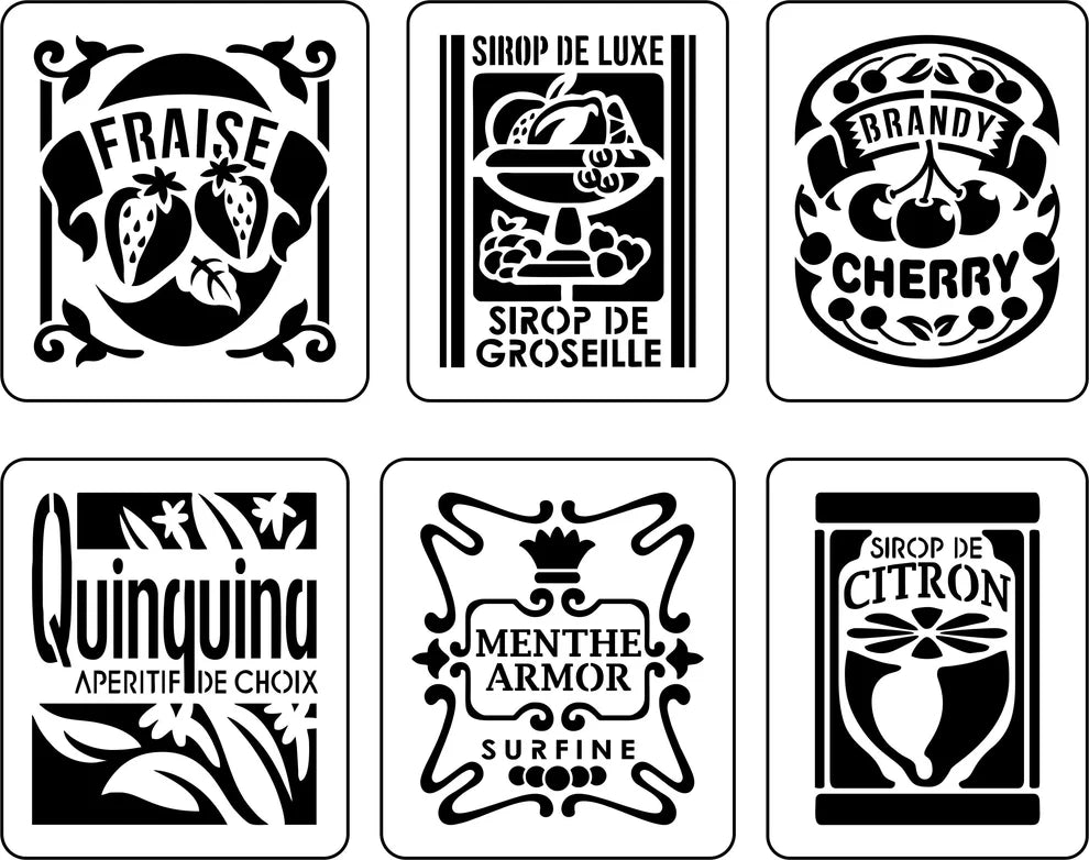 JRV Stencil - French Fruit Labels 2