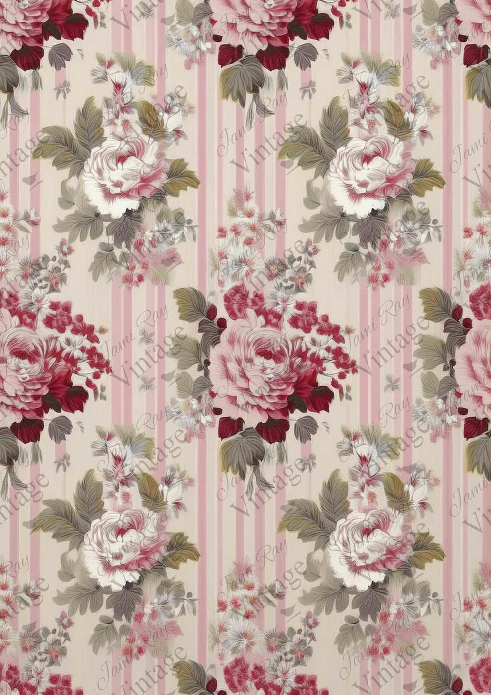 JRV Rice Paper A4 - Pink Rose Wallpaper
