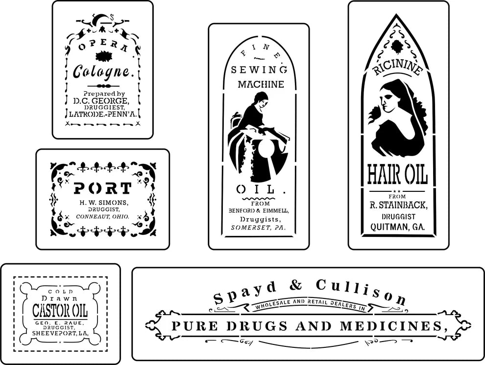 JRV Stencil - Apothecary Labels 1