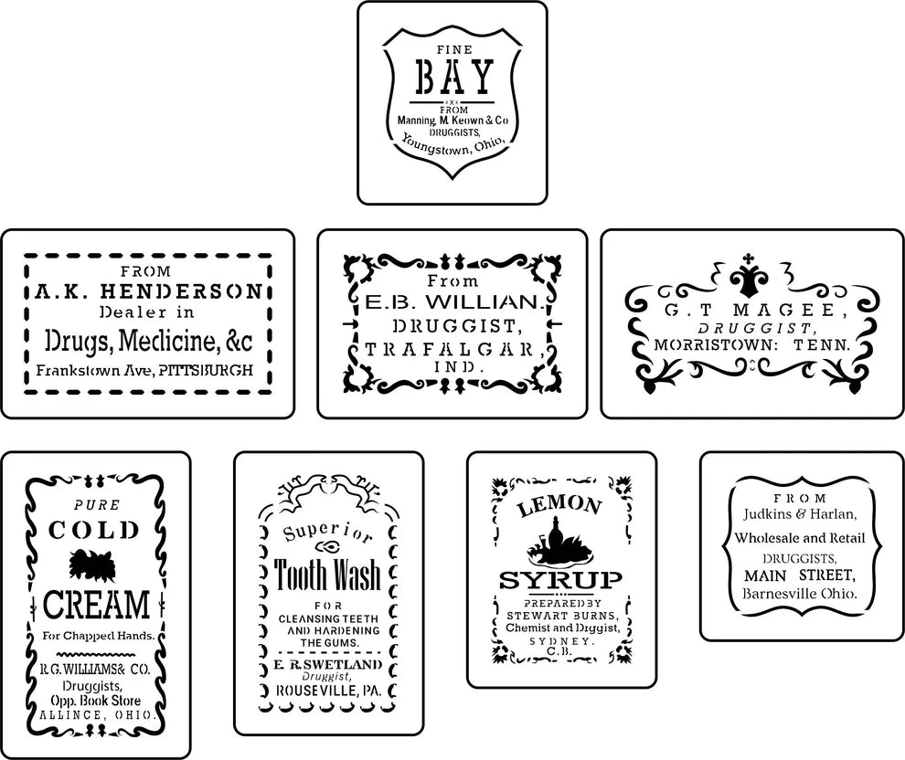 JRV Stencil - Apothecary Labels 2