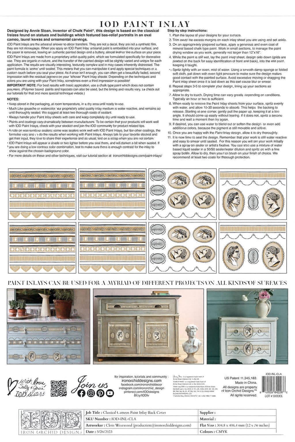 IOD Paint Inlay - Classical Cameo designed by Annie Sloan