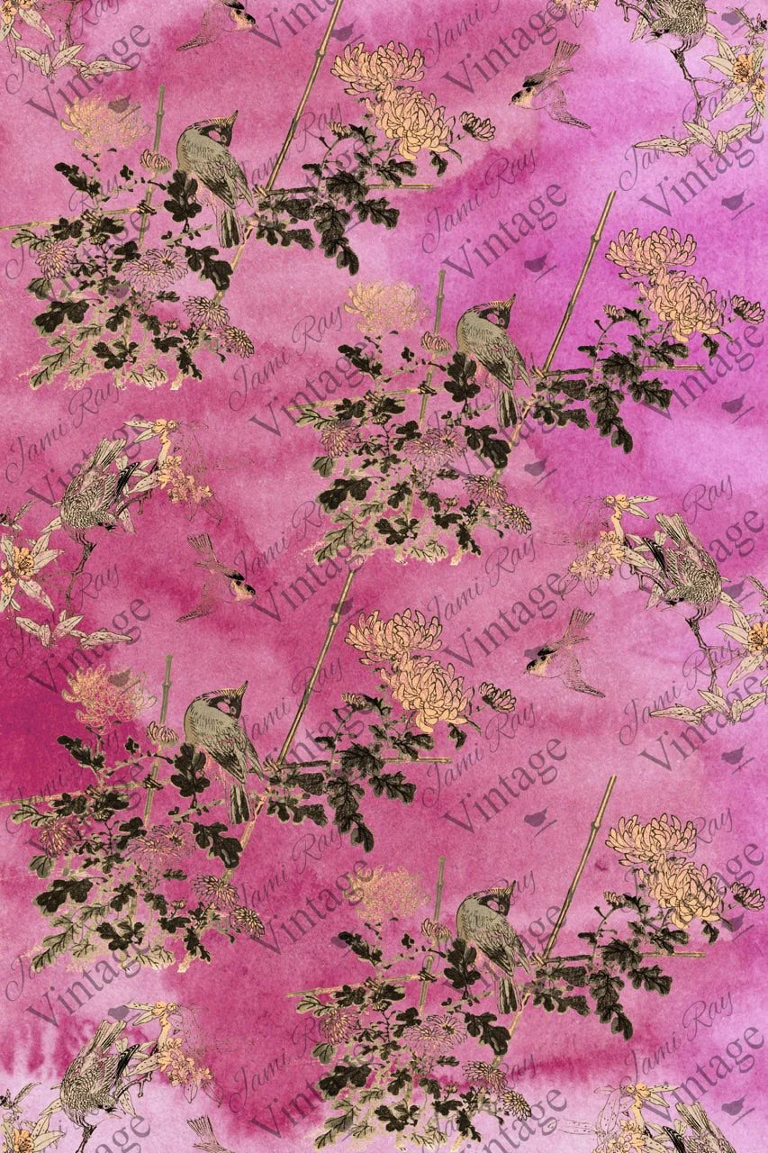 JRV Decoupage Paper - Hot Pink Chinoiserie