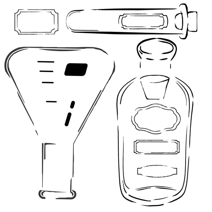Roycycled Stencil - Beaker and Bottle