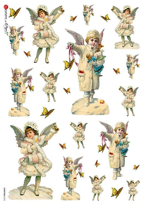 Decoupage Queen Rice Paper A4 - Christmas Angel Die Cuts