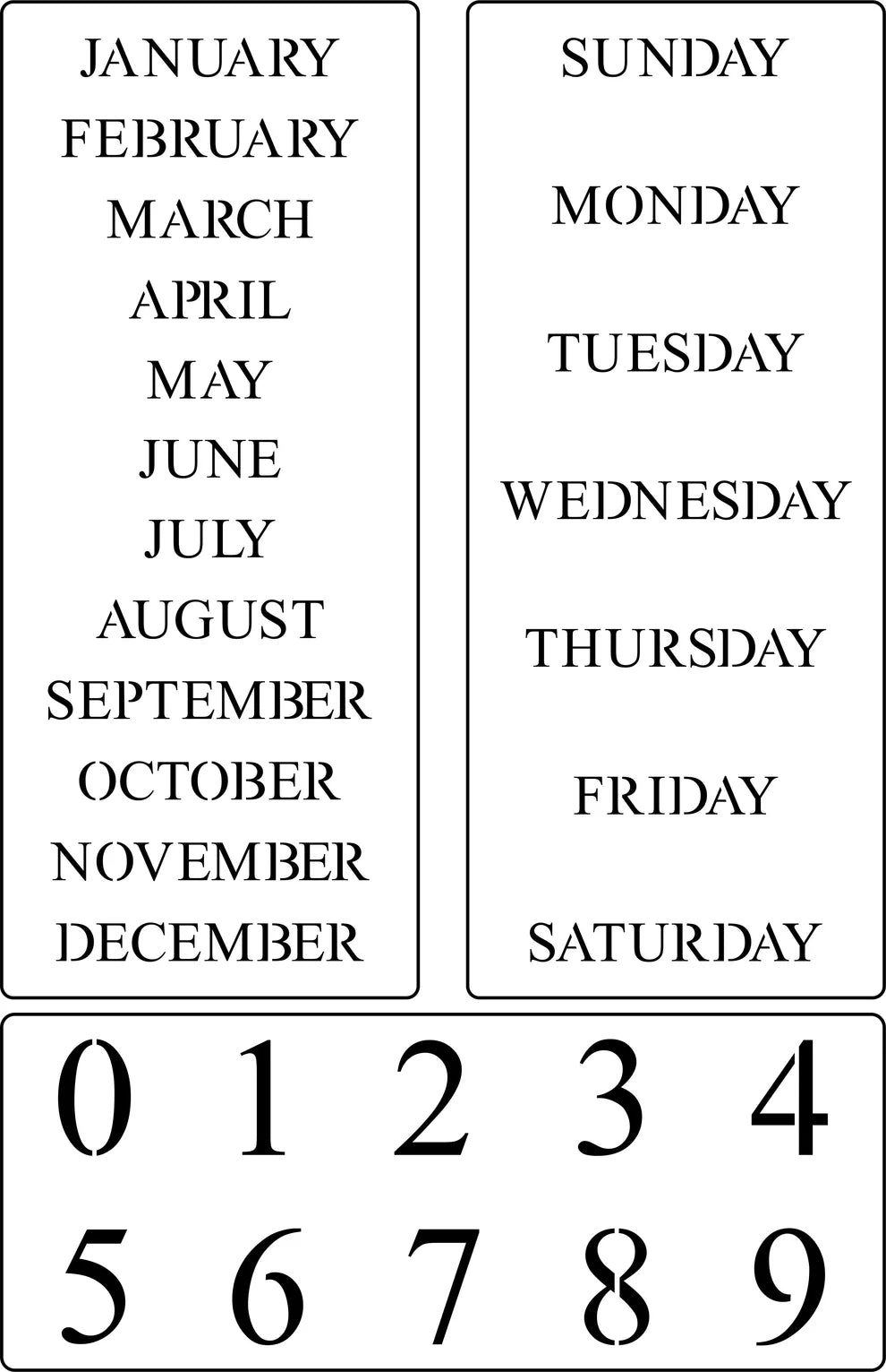 JRV Stencil - Calendar Block