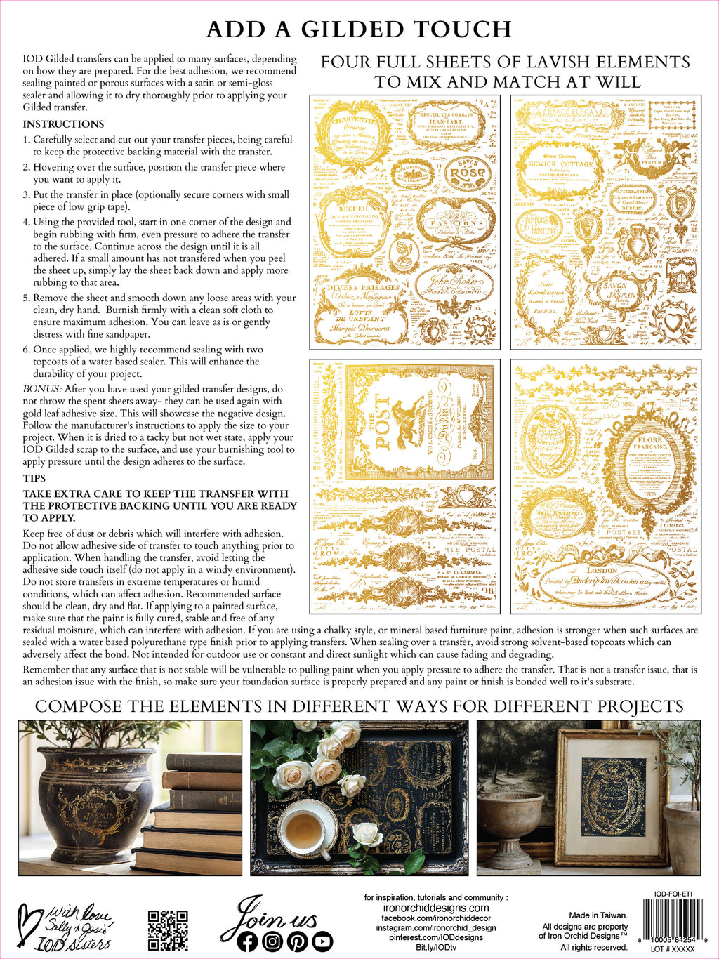 IOD Gilded Transfer - Etiquettes