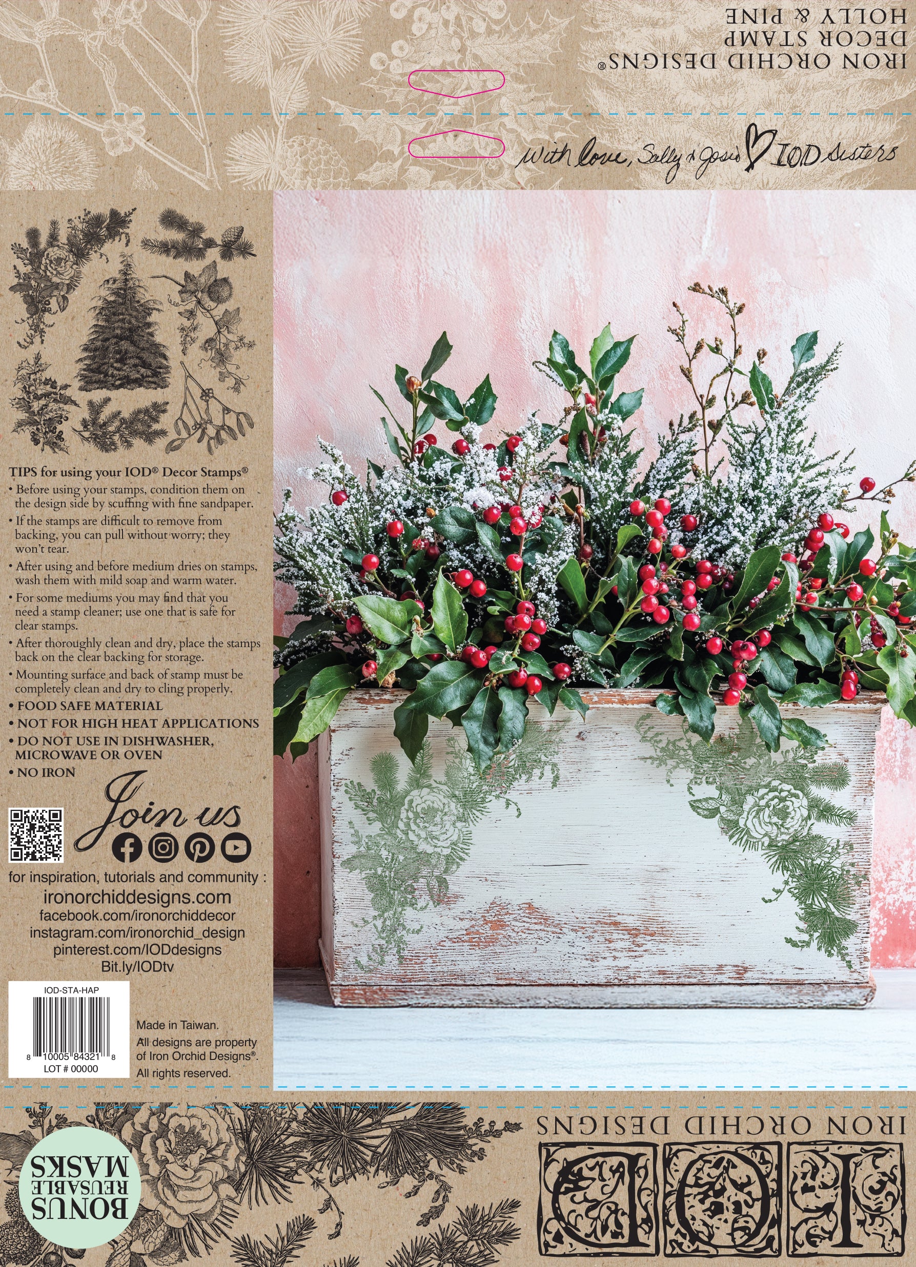 IOD Stamp - Holly & Pine