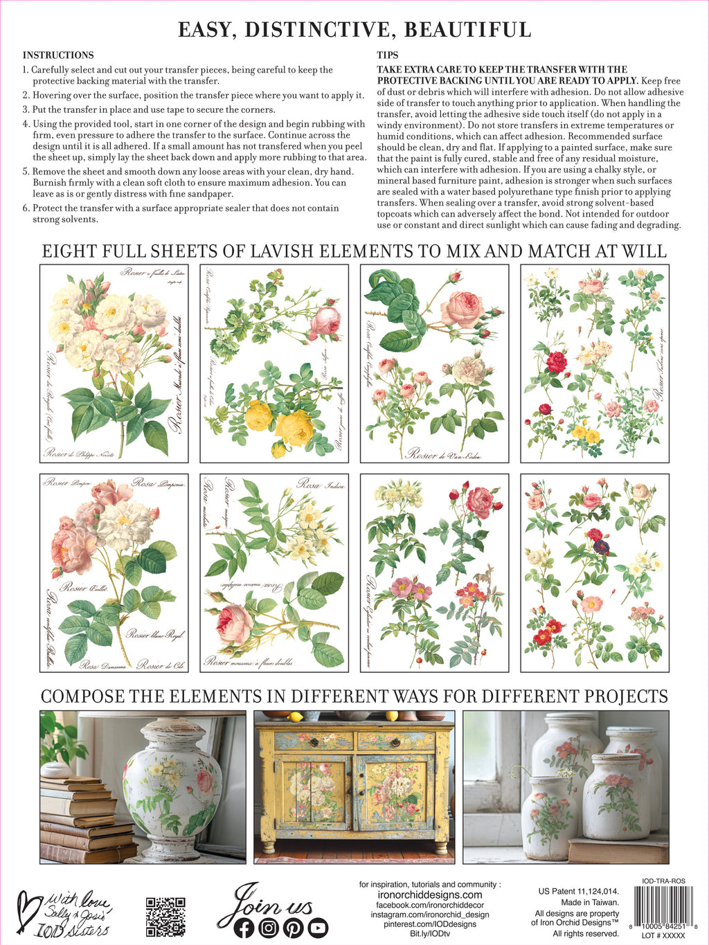 IOD Transfer - Rose Botanical