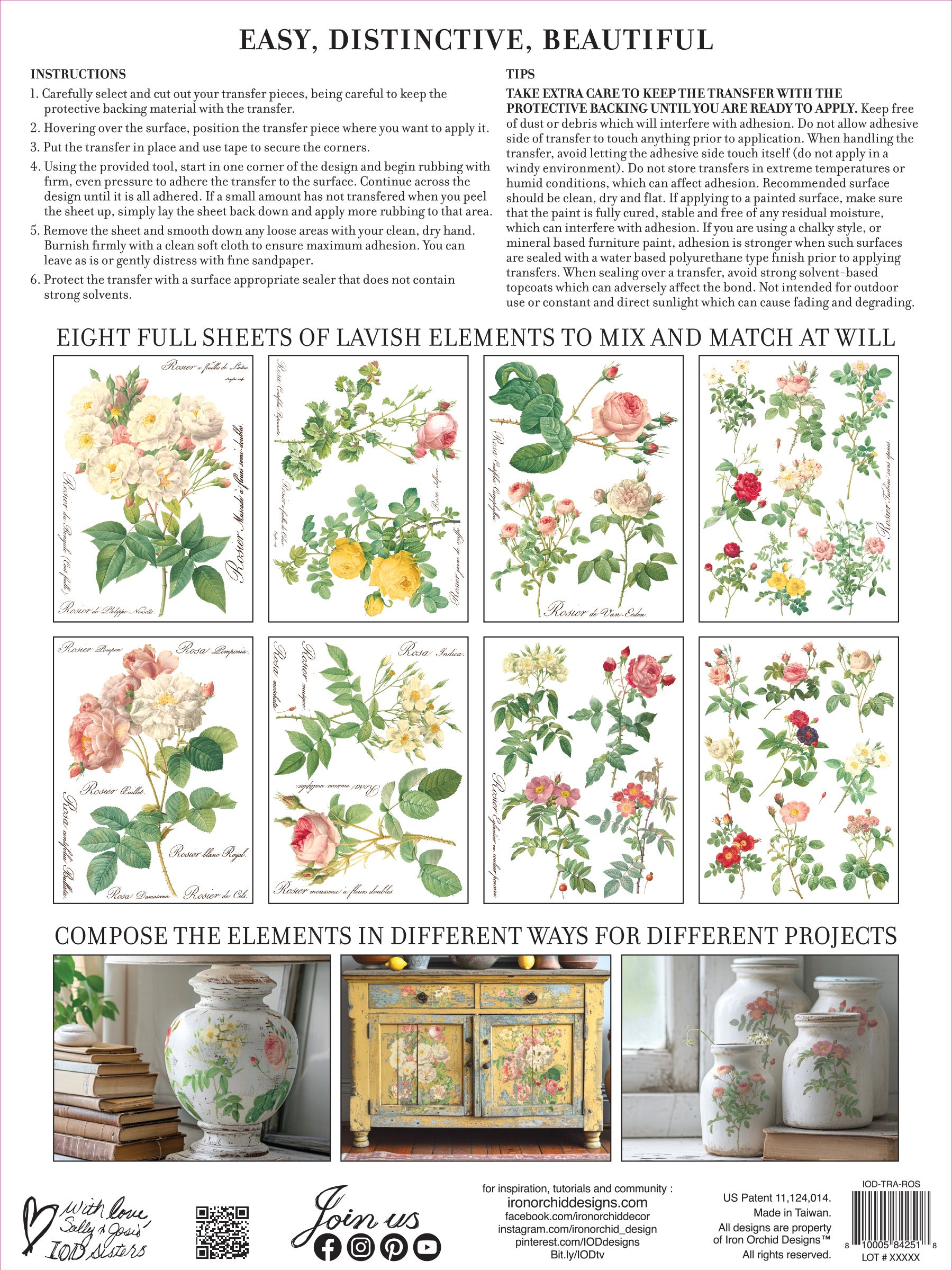 IOD Transfer - Rose Botanical