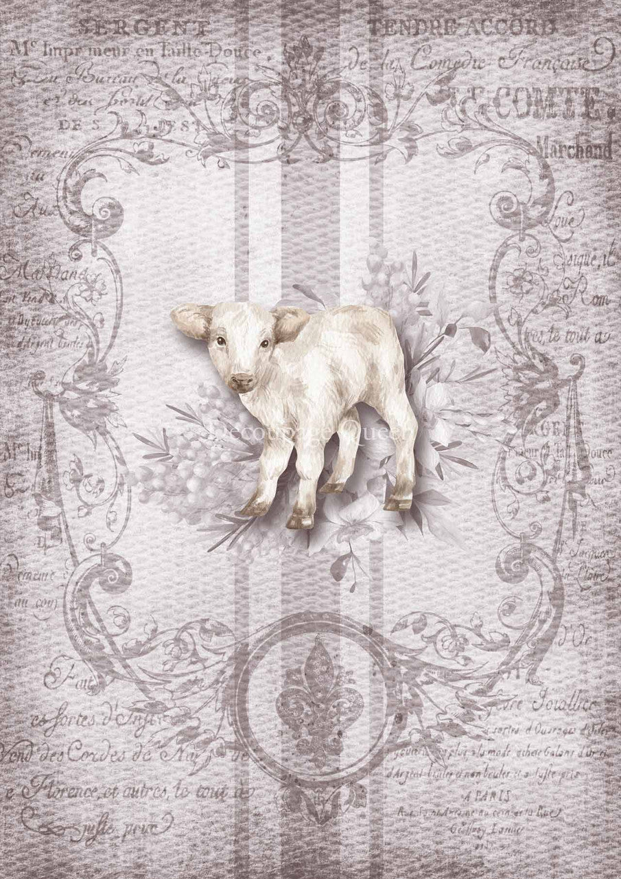 Decoupage Queen Rice Paper A4 - Spring Grain Sack Lamb