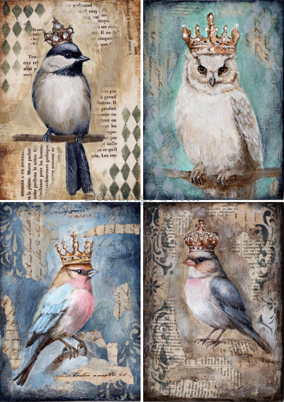 Decoupage Queen Rice Paper A4 - Teresa Rene Art - The Four Birds