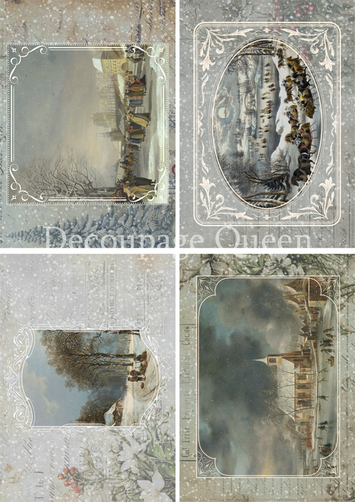 Decoupage Queen Rice Paper A4 - Dainty and the Queen - Winter Postcards