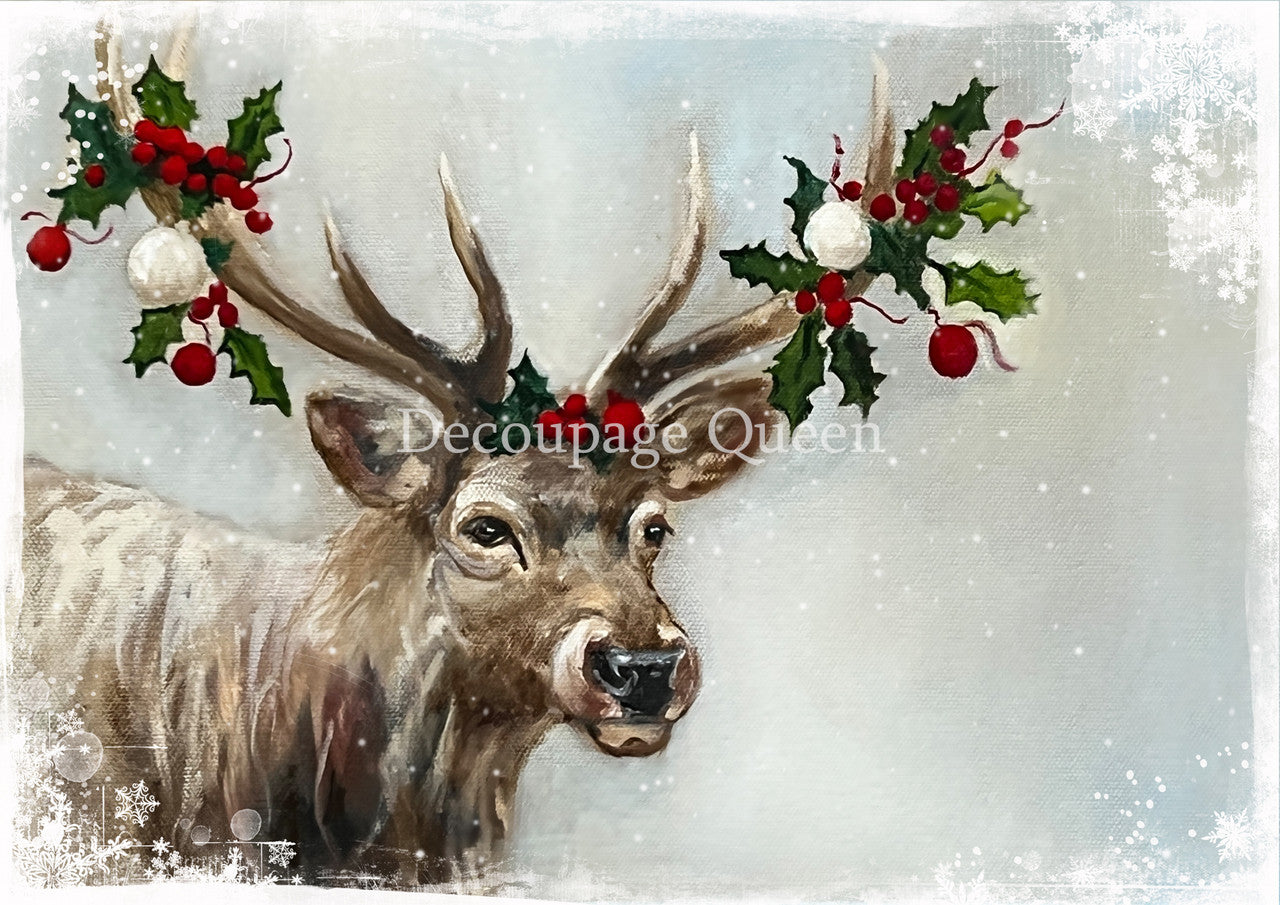 Decoupage Queen Rice Paper A4 - Snowy Elk