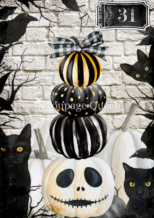 Decoupage Queen Rice Paper A4 - Tall Pumpkins