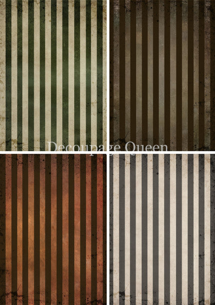 Decoupage Queen Rice Paper A4 - Fall Stripes Four Pack