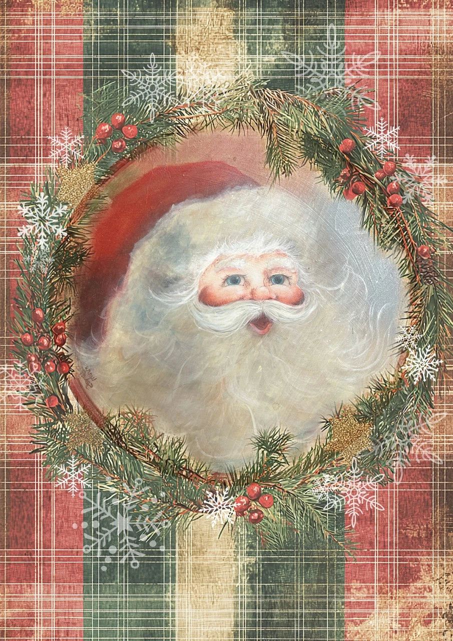 Decoupage Queen Rice Paper A4 - Ellen J Goods - Santa Wreath
