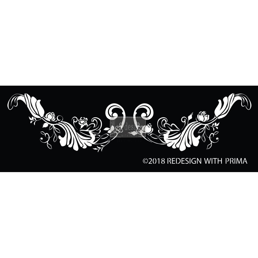 Adhesive Silk Screen Stencil - Delicate Fleur Scroll