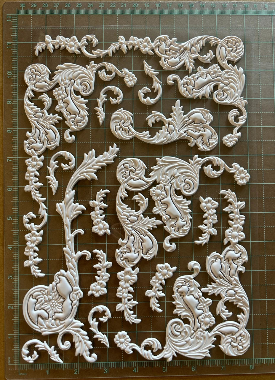 Decoupage Queen - LaBlanche Floral Rococo Embellishment Sticker Sheet