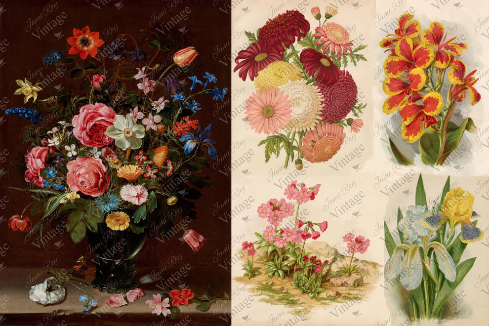 JRV Decoupage Paper - Hand Painted Floral
