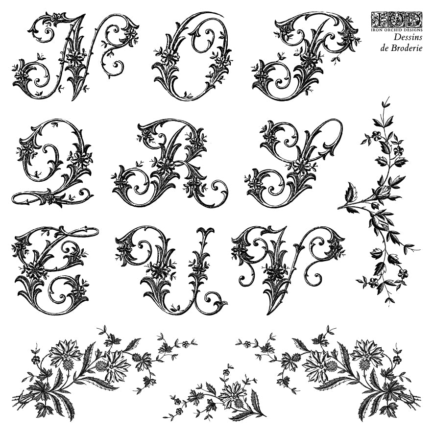 IOD Stamp Set - Dessins de Broderie