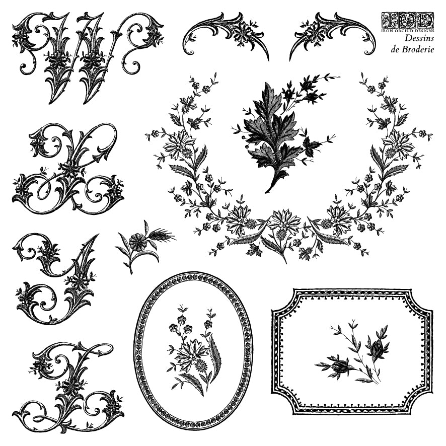 IOD Stamp Set - Dessins de Broderie