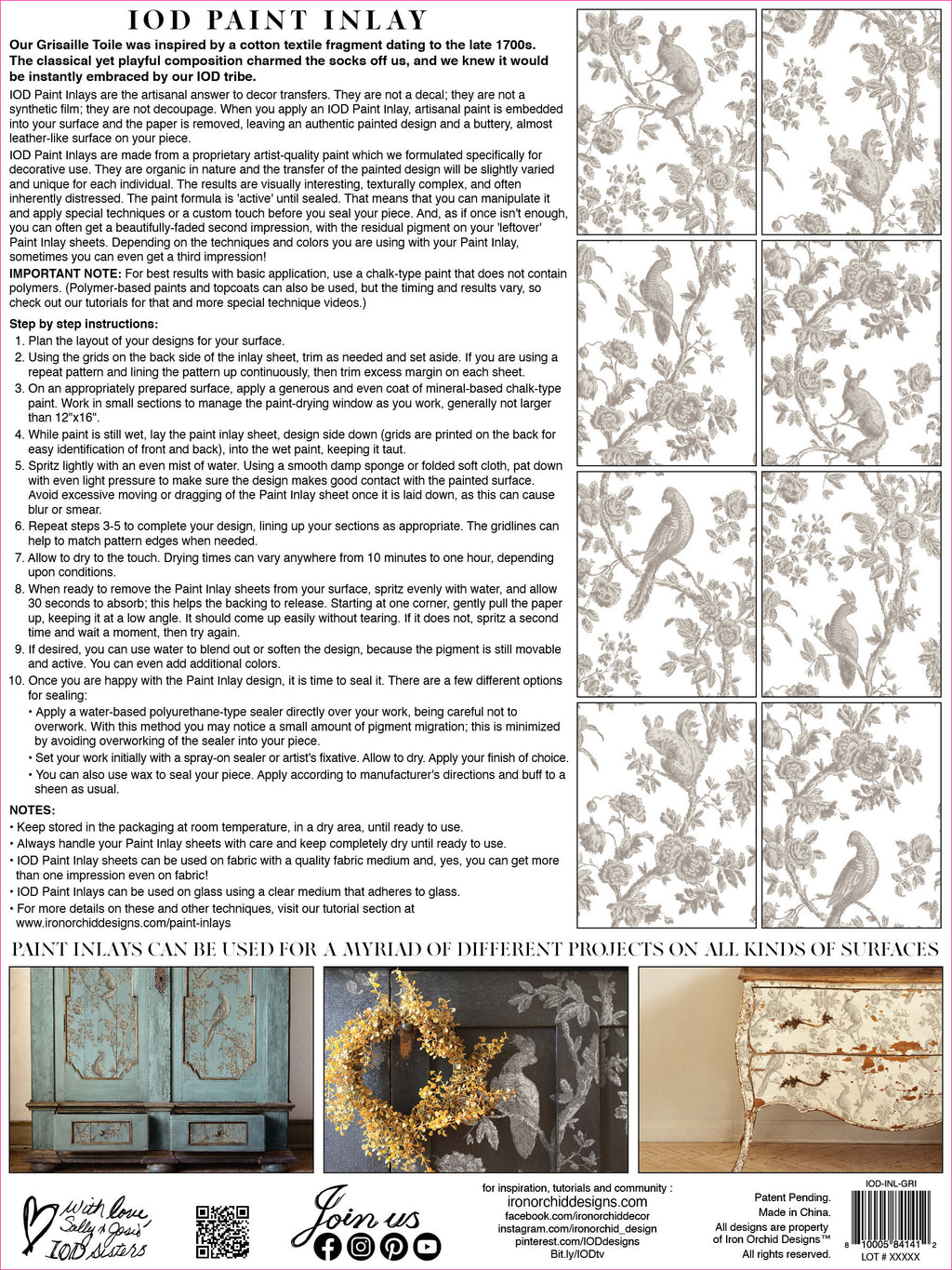 IOD Paint Inlay - Grisaille Toile