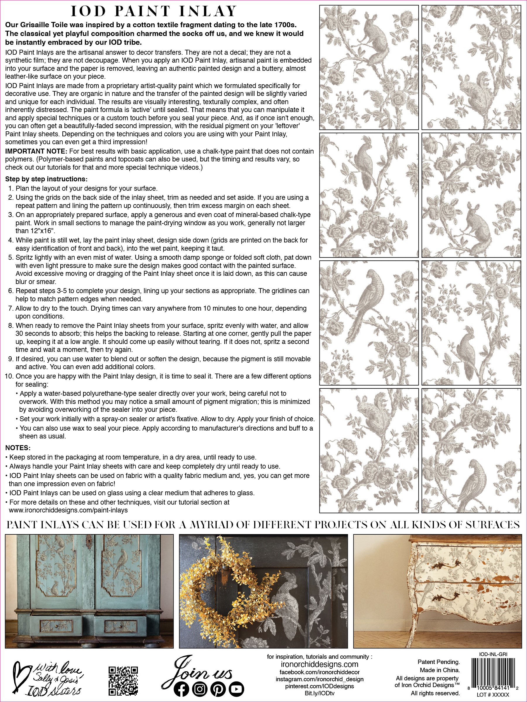 IOD Paint Inlay - Grisaille Toile