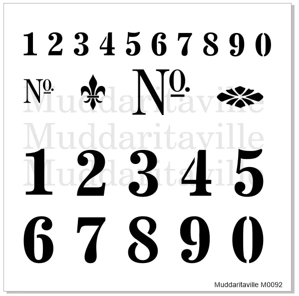 Muddaritaville Stencil - Numbers