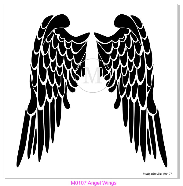 Muddaritaville Stencil - Angel Wings - Small