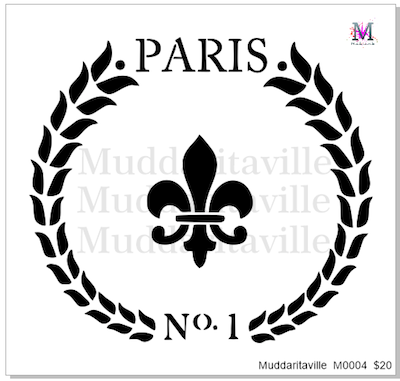 Muddaritaville Stencil - Paris Fleur De Lis Wreath