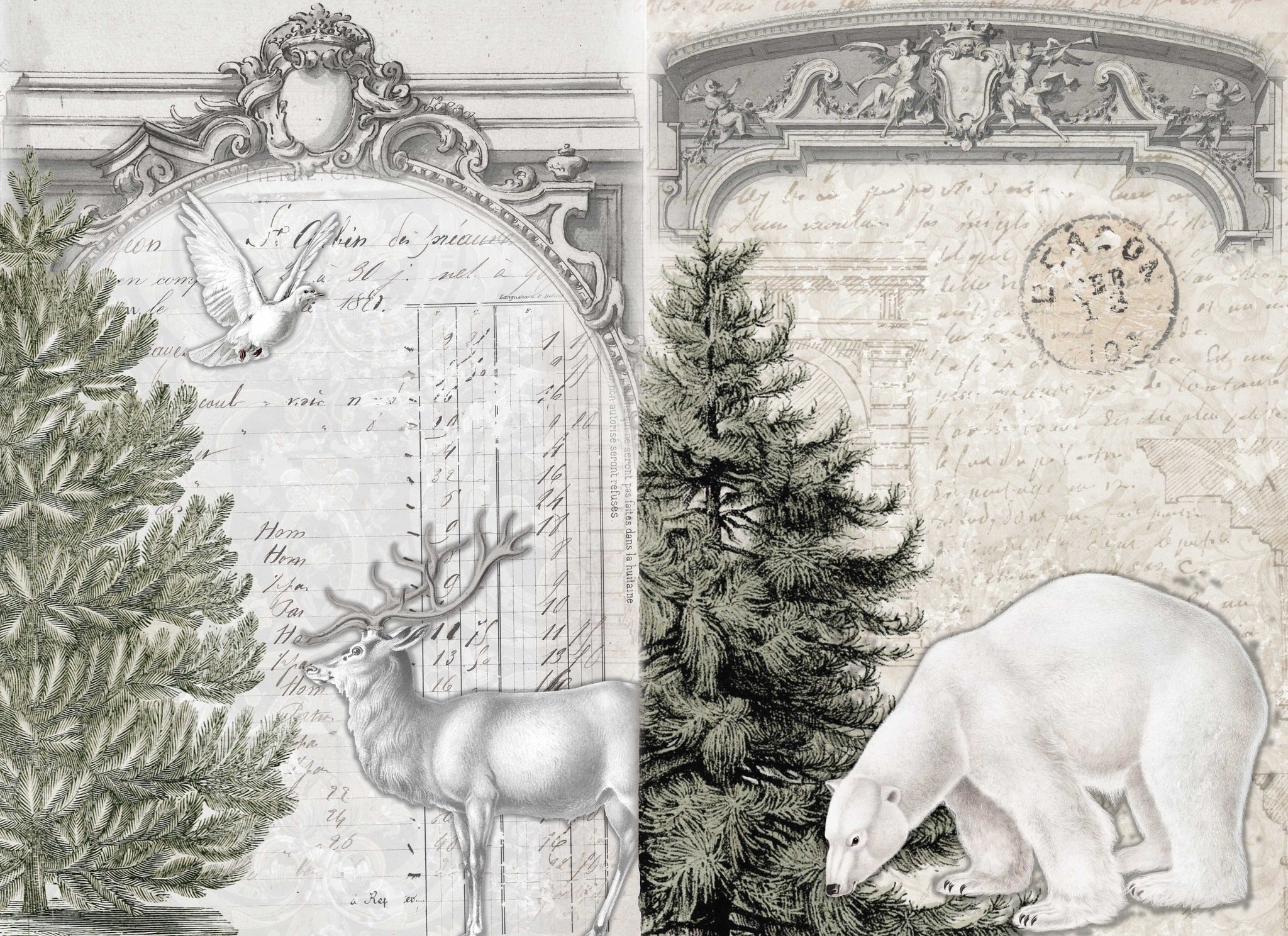 Roycycled Decoupage Paper - Neutral Christmas Project Blocks