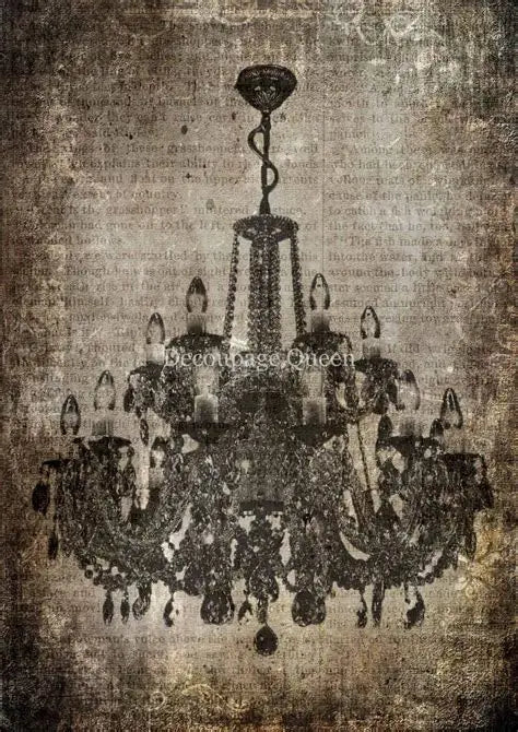 Decoupage Queen Rice Paper - Crystal Chandelier