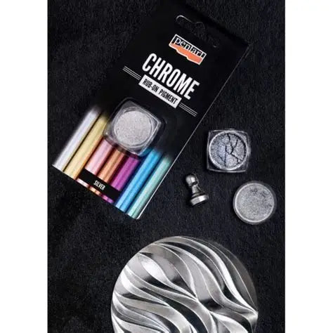 Pentart Chrome Rub-On Pigment - Silver
