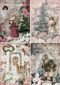 Decoupage Queen Rice Paper A4 - Shabby Christmas 4 Pack